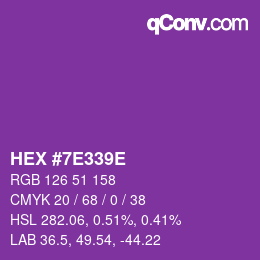 Color code: HEX #7E339E | qconv.com