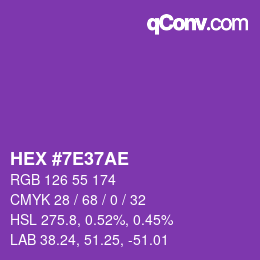 Color code: HEX #7E37AE | qconv.com