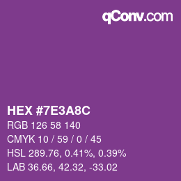 Color code: HEX #7E3A8C | qconv.com