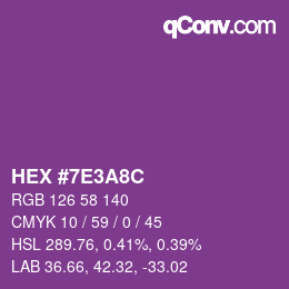 Code couleur: HEX #7E3A8C | qconv.com