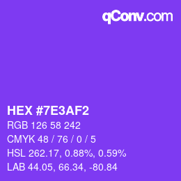 Color code: HEX #7E3AF2 | qconv.com