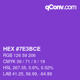 Color code: HEX #7E3BCE | qconv.com