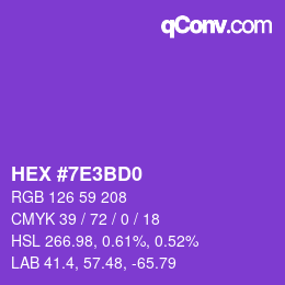 Color code: HEX #7E3BD0 | qconv.com