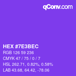 Color code: HEX #7E3BEC | qconv.com