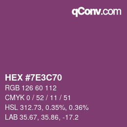 Color code: HEX #7E3C70 | qconv.com