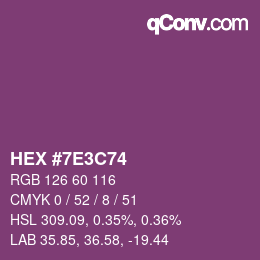 Color code: HEX #7E3C74 | qconv.com