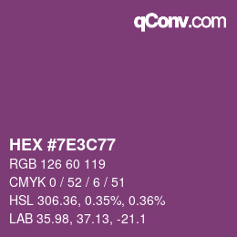 Color code: HEX #7E3C77 | qconv.com