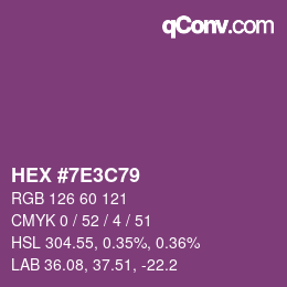 Color code: HEX #7E3C79 | qconv.com