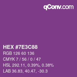 Color code: HEX #7E3C88 | qconv.com