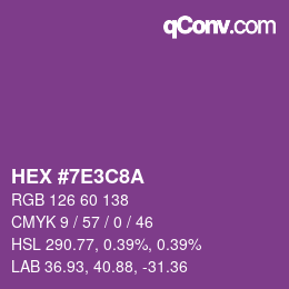 Code couleur: HEX #7E3C8A | qconv.com