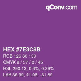 Color code: HEX #7E3C8B | qconv.com