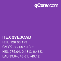Color code: HEX #7E3CAD | qconv.com