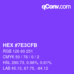 Color code: HEX #7E3CFB | qconv.com