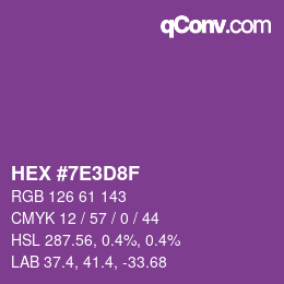 Color code: HEX #7E3D8F | qconv.com