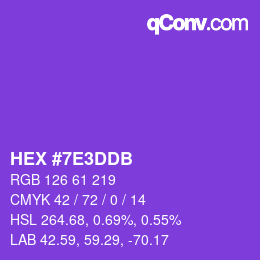 Color code: HEX #7E3DDB | qconv.com