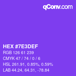 Color code: HEX #7E3DEF | qconv.com