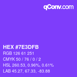 Color code: HEX #7E3DFB | qconv.com