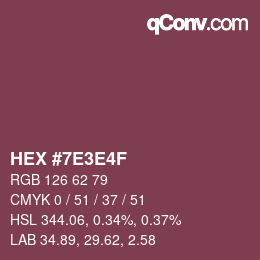 Color code: HEX #7E3E4F | qconv.com