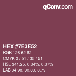 Color code: HEX #7E3E52 | qconv.com