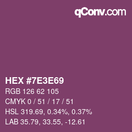 Color code: HEX #7E3E69 | qconv.com