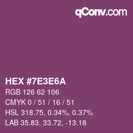 Color code: HEX #7E3E6A | qconv.com