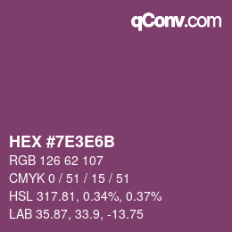 Color code: HEX #7E3E6B | qconv.com