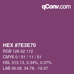Color code: HEX #7E3E70 | qconv.com