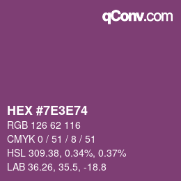 Color code: HEX #7E3E74 | qconv.com