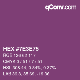 Color code: HEX #7E3E75 | qconv.com