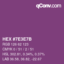 Color code: HEX #7E3E7B | qconv.com