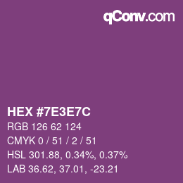 Color code: HEX #7E3E7C | qconv.com