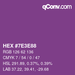 Color code: HEX #7E3E88 | qconv.com