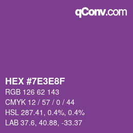 Color code: HEX #7E3E8F | qconv.com