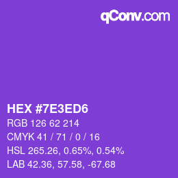 颜色代码: HEX #7E3ED6 | qconv.com