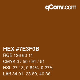 Color code: HEX #7E3F0B | qconv.com