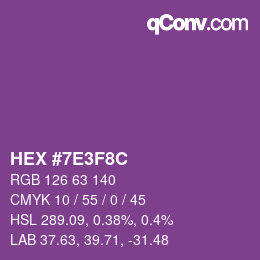 Color code: HEX #7E3F8C | qconv.com