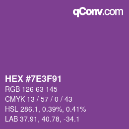 Color code: HEX #7E3F91 | qconv.com