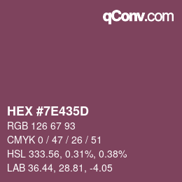 Color code: HEX #7E435D | qconv.com