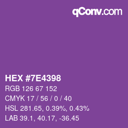 Color code: HEX #7E4398 | qconv.com