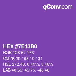 Farbcode: HEX #7E43B0 | qconv.com