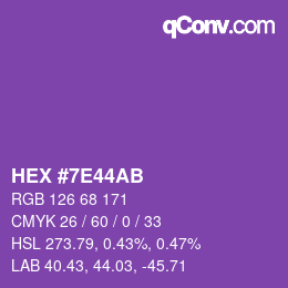 Color code: HEX #7E44AB | qconv.com