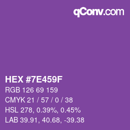 Color code: HEX #7E459F | qconv.com