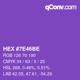 Farbcode: HEX #7E46BE | qconv.com