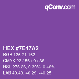 Color code: HEX #7E47A2 | qconv.com