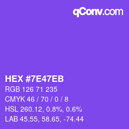 Color code: HEX #7E47EB | qconv.com