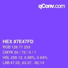 Color code: HEX #7E47FD | qconv.com