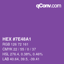Color code: HEX #7E48A1 | qconv.com