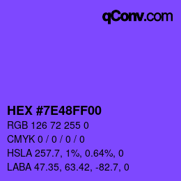 Farbcode: HEX #7E48FF00 | qconv.com