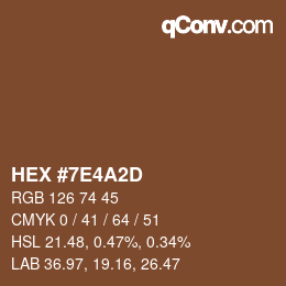 Color code: HEX #7E4A2D | qconv.com