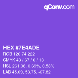 Color code: HEX #7E4ADE | qconv.com